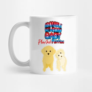 Adorable Newborn Baby Playful Puppies Mug